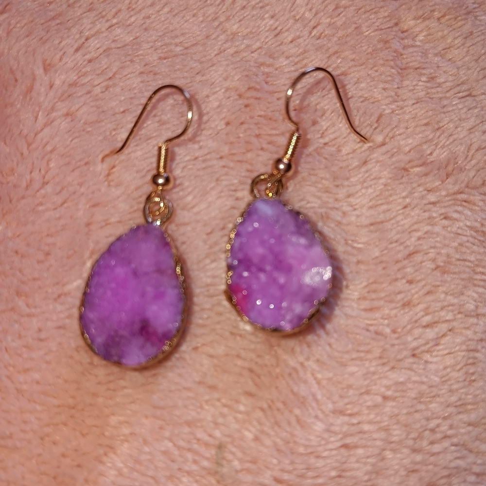 Earrings new druzy pink earrings